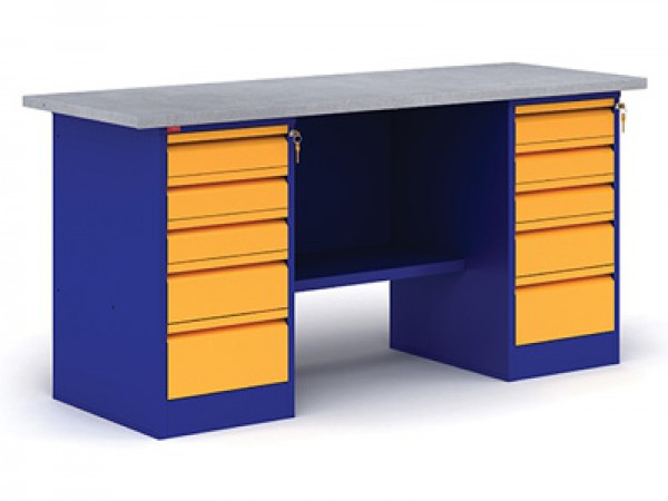 Металлический двухтумбовый верстак с тумбой и драйвером вп - 6 Металлический двухтумбовый верстак с тумбой и драйвером вп - 6